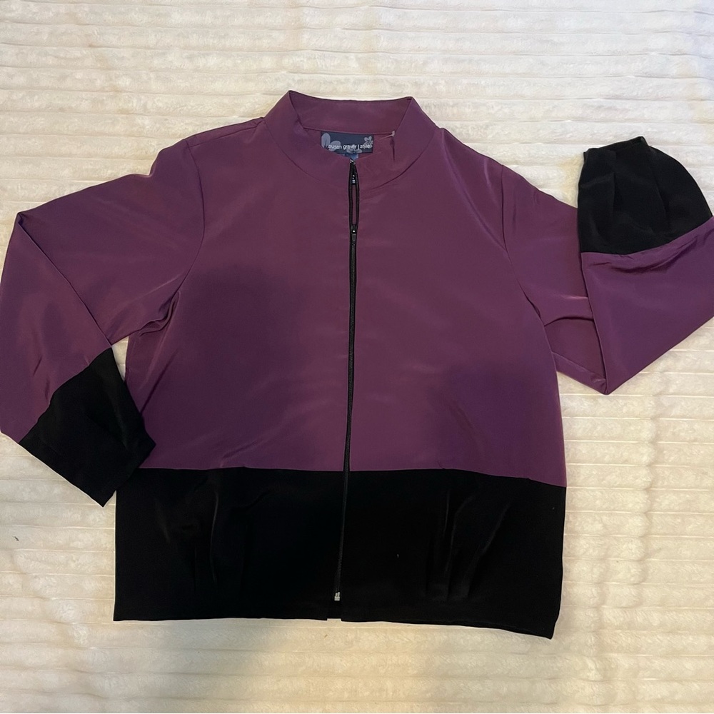 Susan Graver Women's Purple and Black Jacket with pockets in front size l